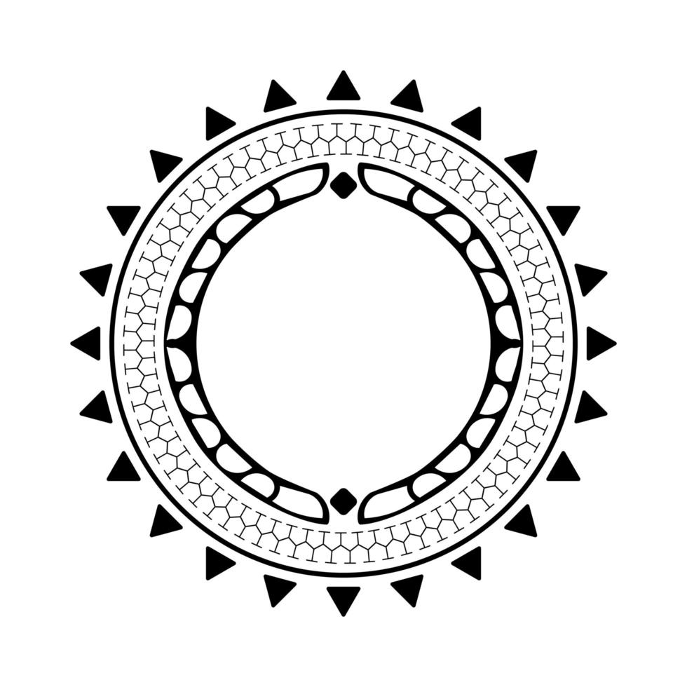 design de vetor de estilo de tatuagem de mandala havaiana polinésia. padrão boho redondo tribal inspirado na arte geométrica tradicional. vetor.
