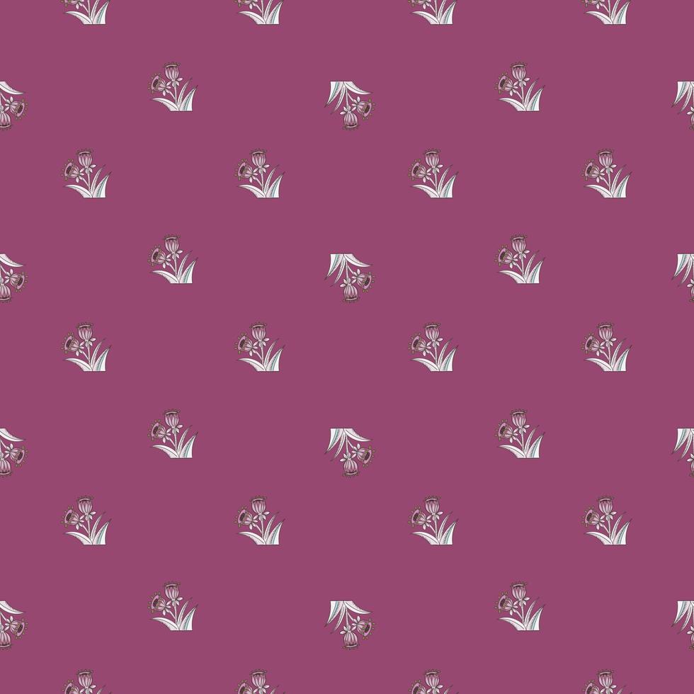 pequeno padrão sem emenda de formas de flor de sino decorativo. fundo rosa brilhante. cenário de flor de primavera. vetor