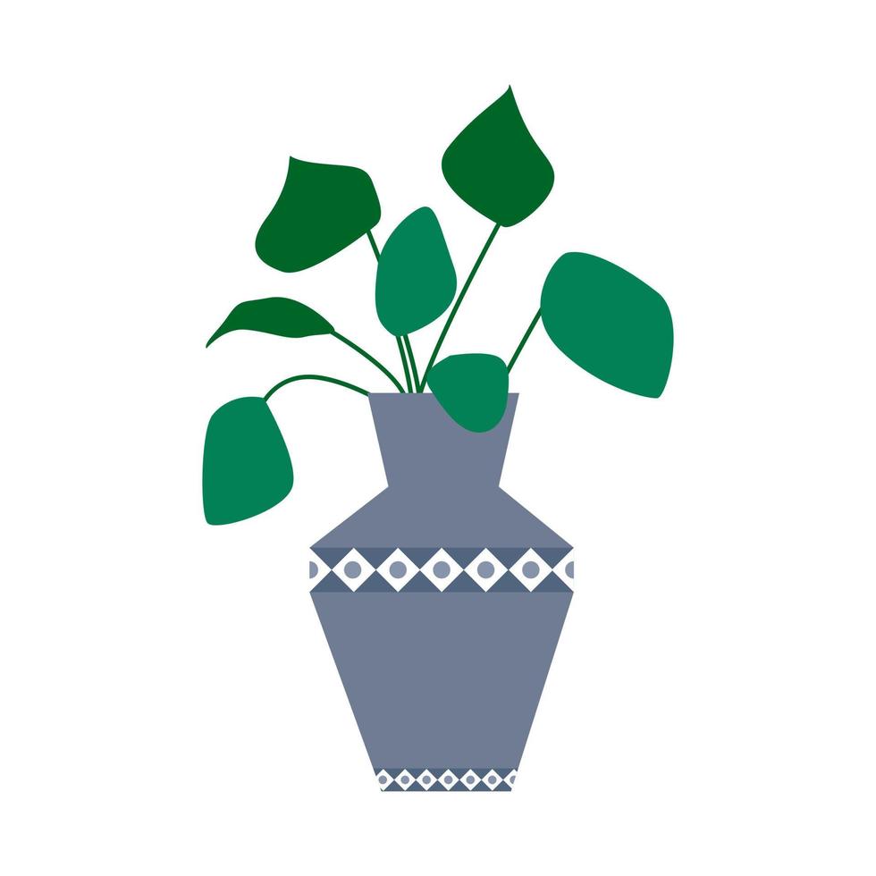 planta de casa tropical exótica em um vaso de flores. ilustração em vetor plana colorida.