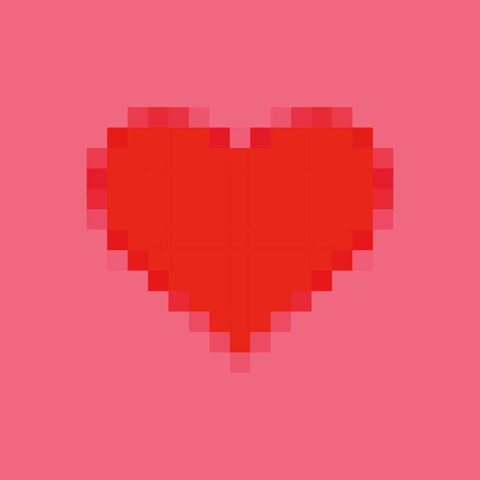 coração vermelho. mensagem de amor. feliz dia dos namorados cartaz em pixel art vetor