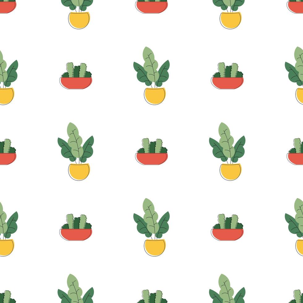 fundo minimalista com vasos de flores e triângulos. padrão sem emenda. design gráfico vetorial vetor