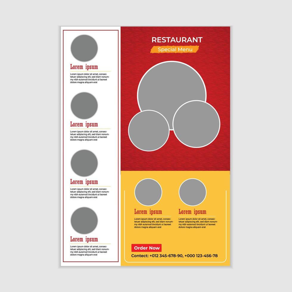 design de vetor de modelo vermelho de restaurante de panfleto