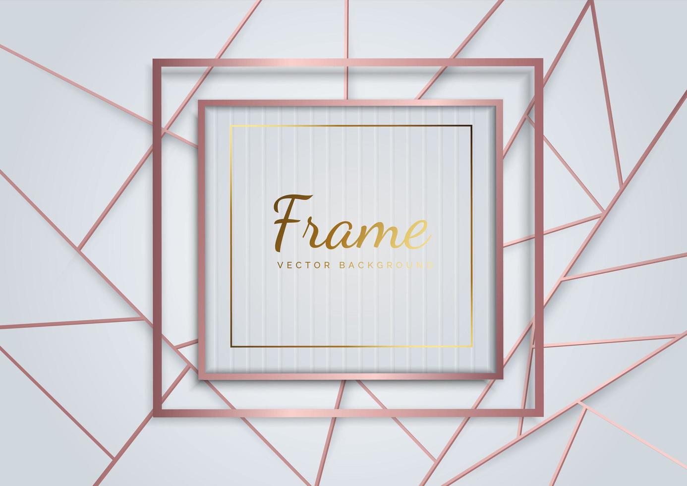 linha de triângulos geométricos ouro rosa luxo abstrato sobre fundo branco. quadrado do quadro. vetor