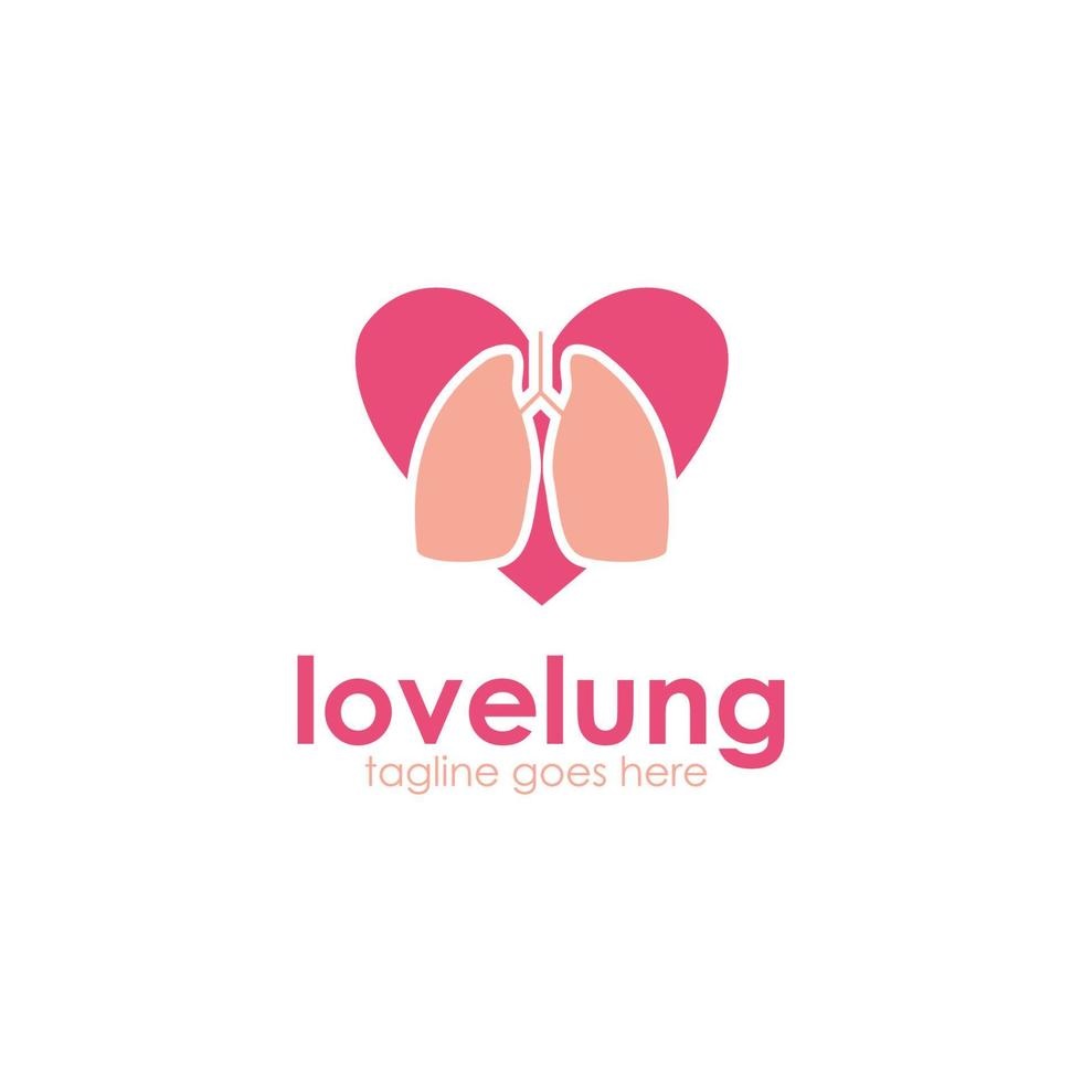 modelo de design de logotipo de pulmão de amor com ícone de amor, simples e único. perfeito para negócios, empresa, medici, etc. vetor