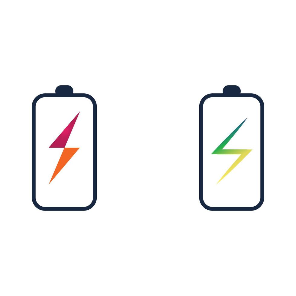 modelo de design de ilustração de vetor de ícone de logotipo de bateria de energia ícone de vetor de carregamento de bateria energia da bateria e logotipo de relâmpago de flash