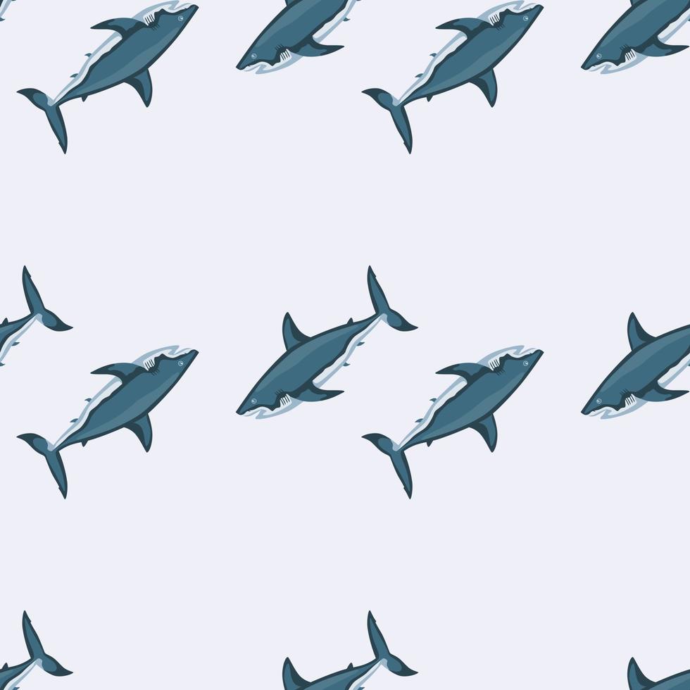 tubarão sem costura padrão sobre fundo claro. textura azul de peixes marinhos para qualquer finalidade. vetor