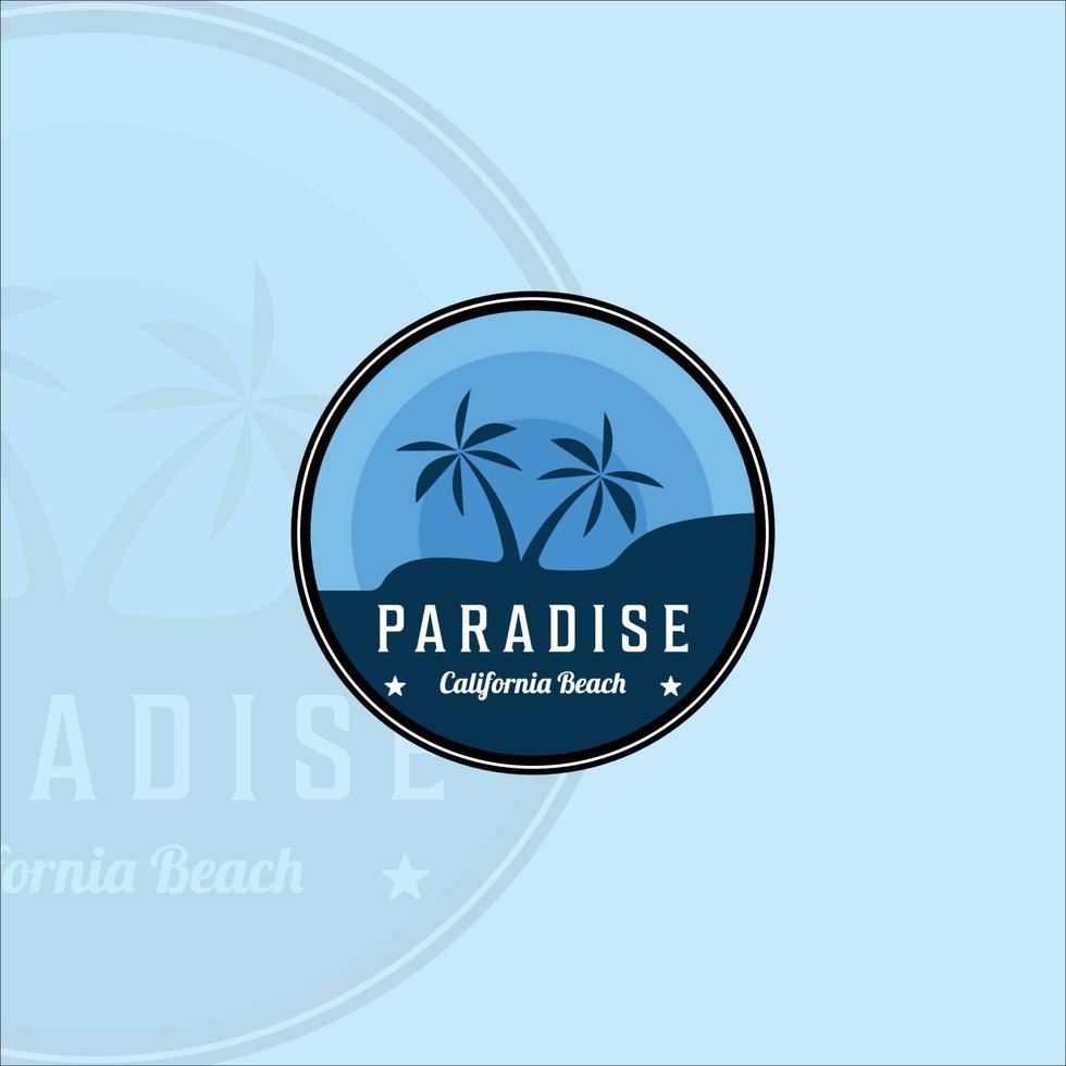 praia ou paraíso emblema logotipo moderno vetor vintage ilustração modelo ícone design gráfico. palmeira ou coqueiro ao ar livre sinal ou símbolo para aventura de viagem