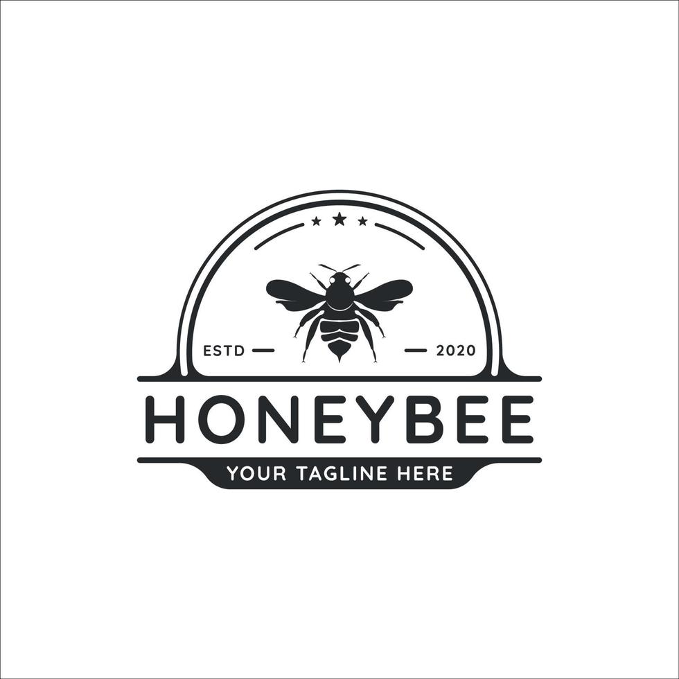 mel abelha logotipo ilustração vetorial vintage modelo ícone design gráfico. logotipo e tipografia com conceito de logotipo distintivo vetor