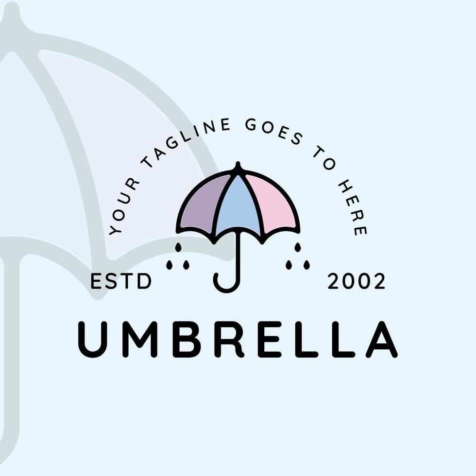 guarda-chuva logotipo moderno linha arte simples ilustração vetorial minimalista modelo ícone design gráfico vetor