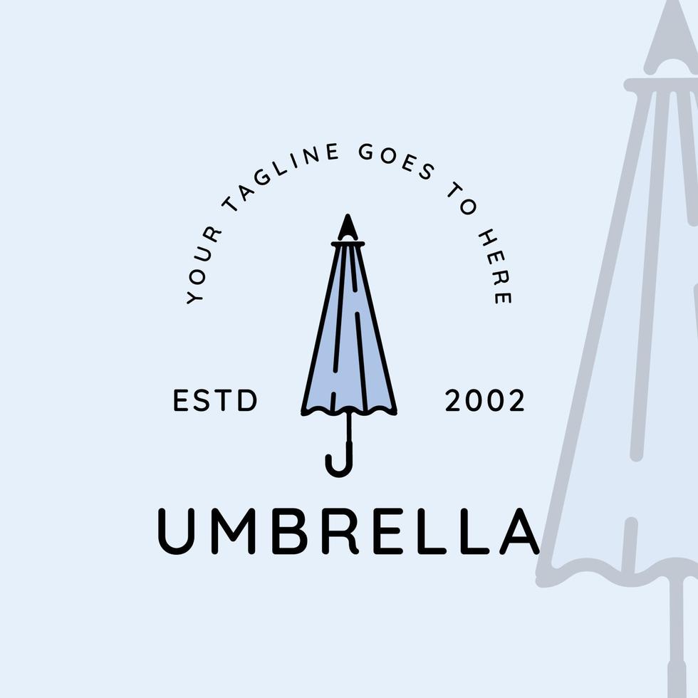 guarda-chuva logotipo moderno linha arte simples ilustração vetorial minimalista modelo ícone design gráfico vetor