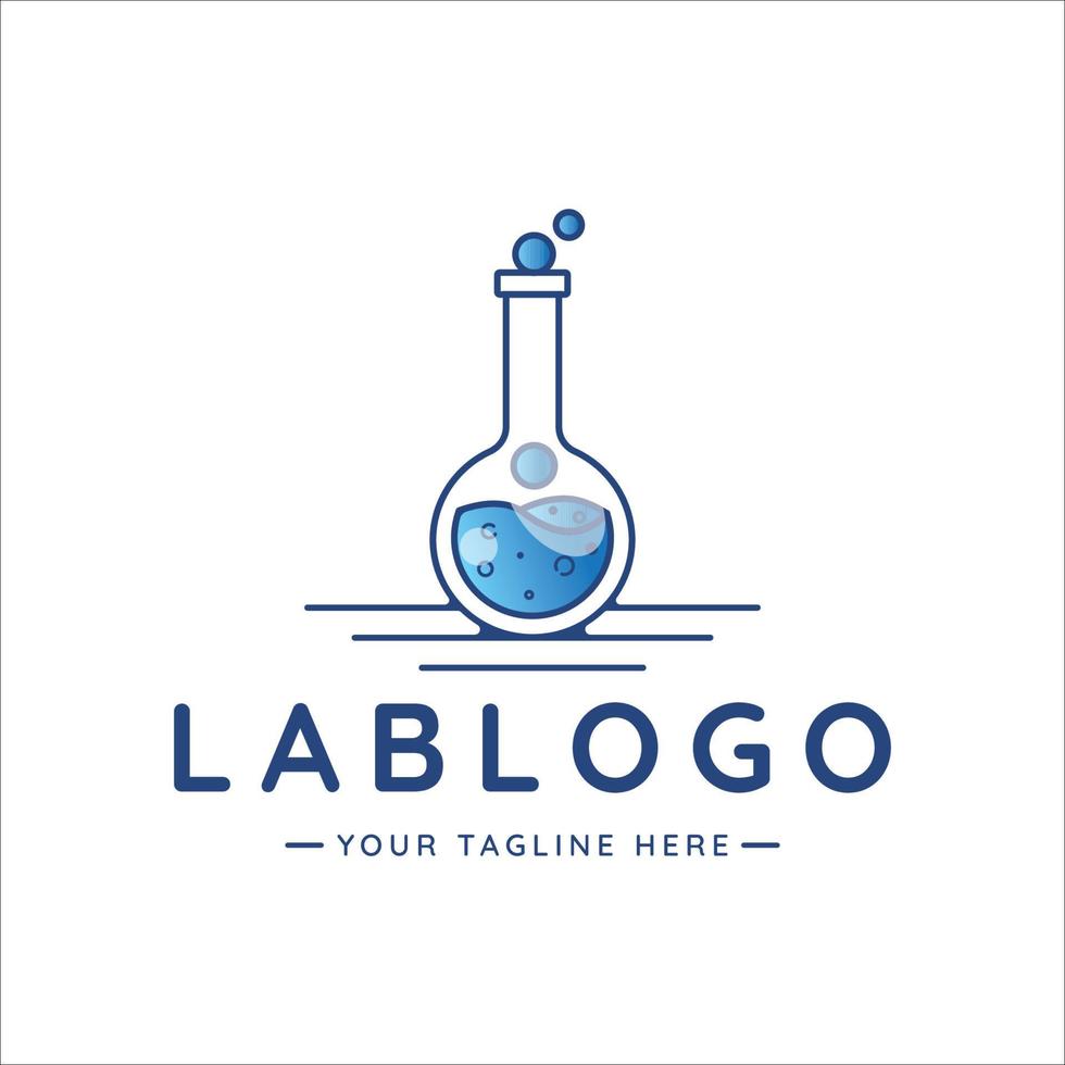copo de laboratório logotipo linha arte ilustração vetorial modelo ícone design. conceito de laboratório líquido para empresa vetor