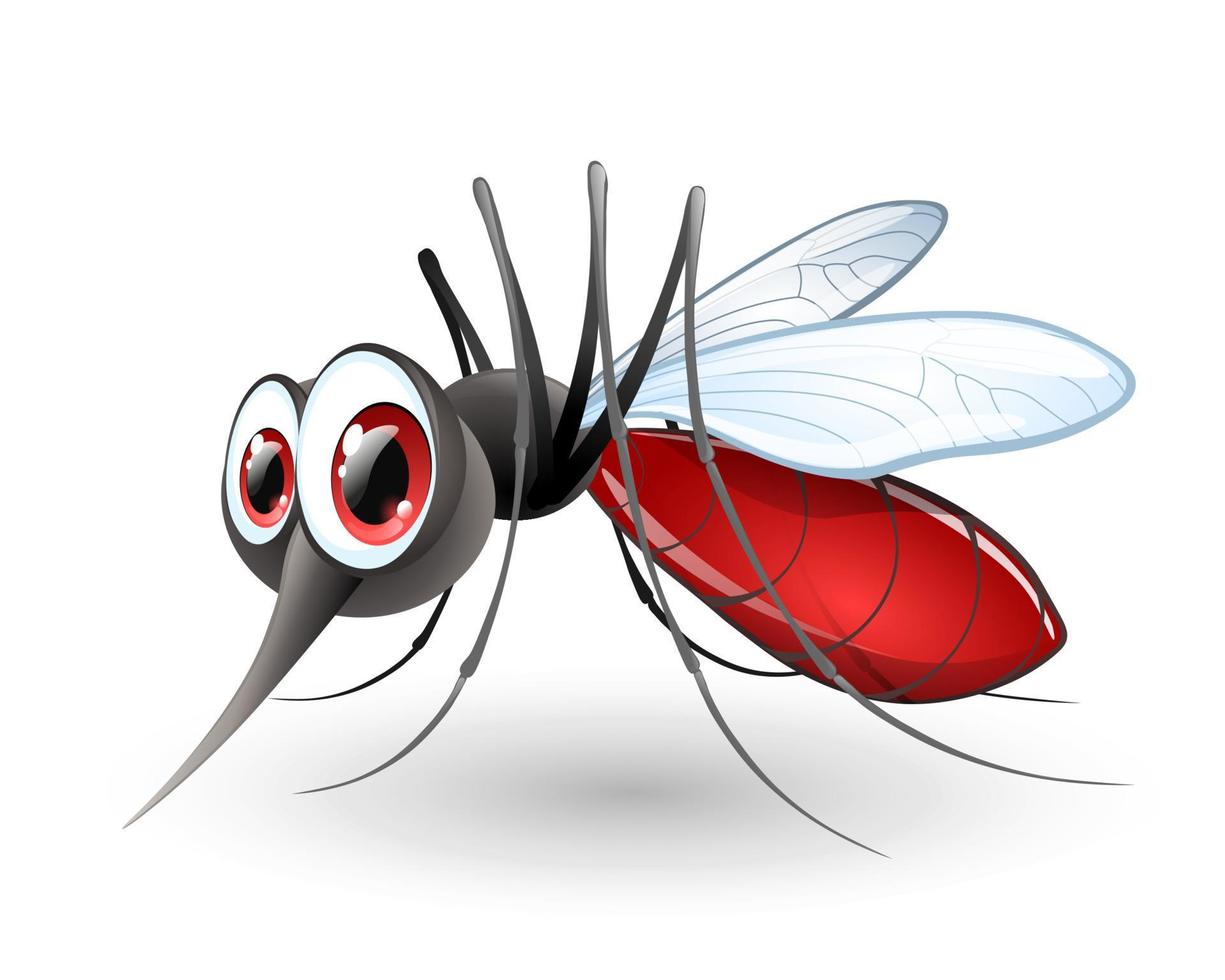 desenho de mosquito engraçado. insetos voadores vetor