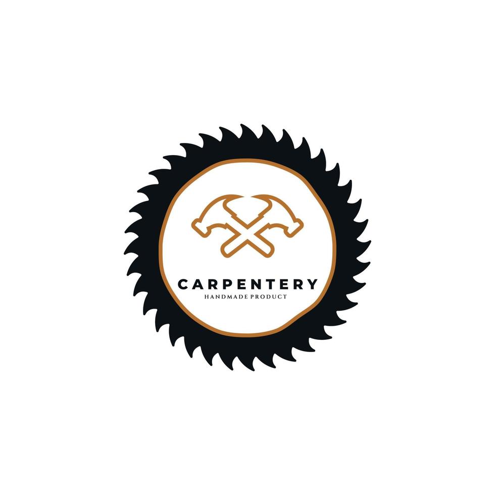 distintivo de logotipo de arte de linha minimalista de carpintaria vetor