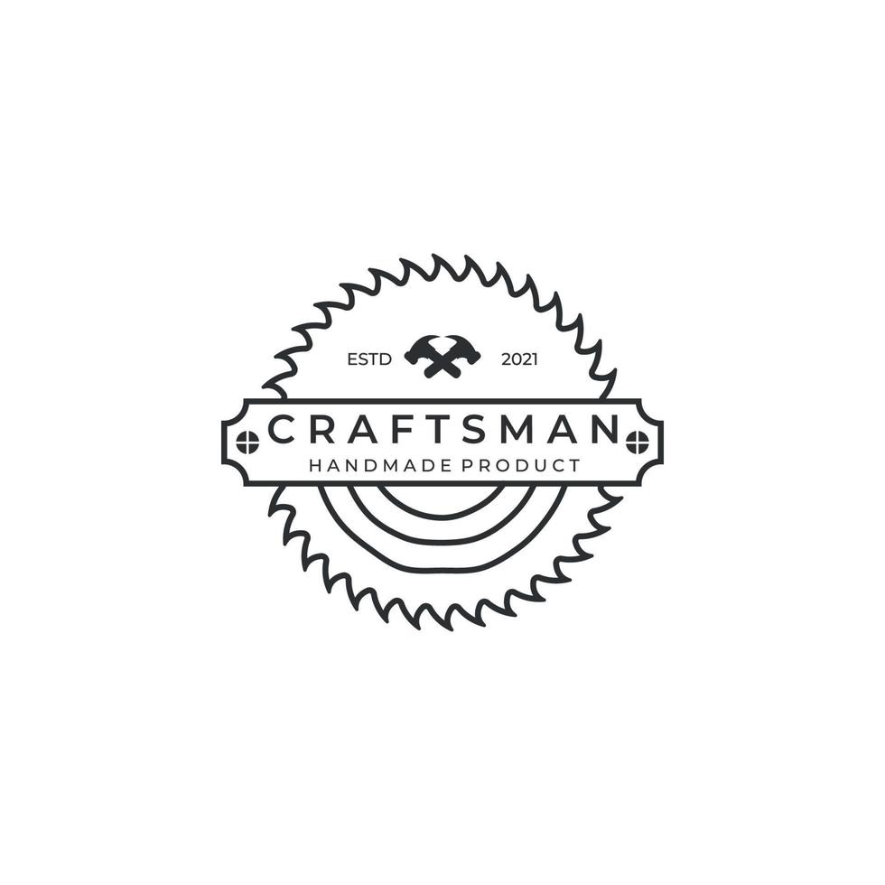 distintivo de logotipo minimalista de arte de linha de artesão vetor