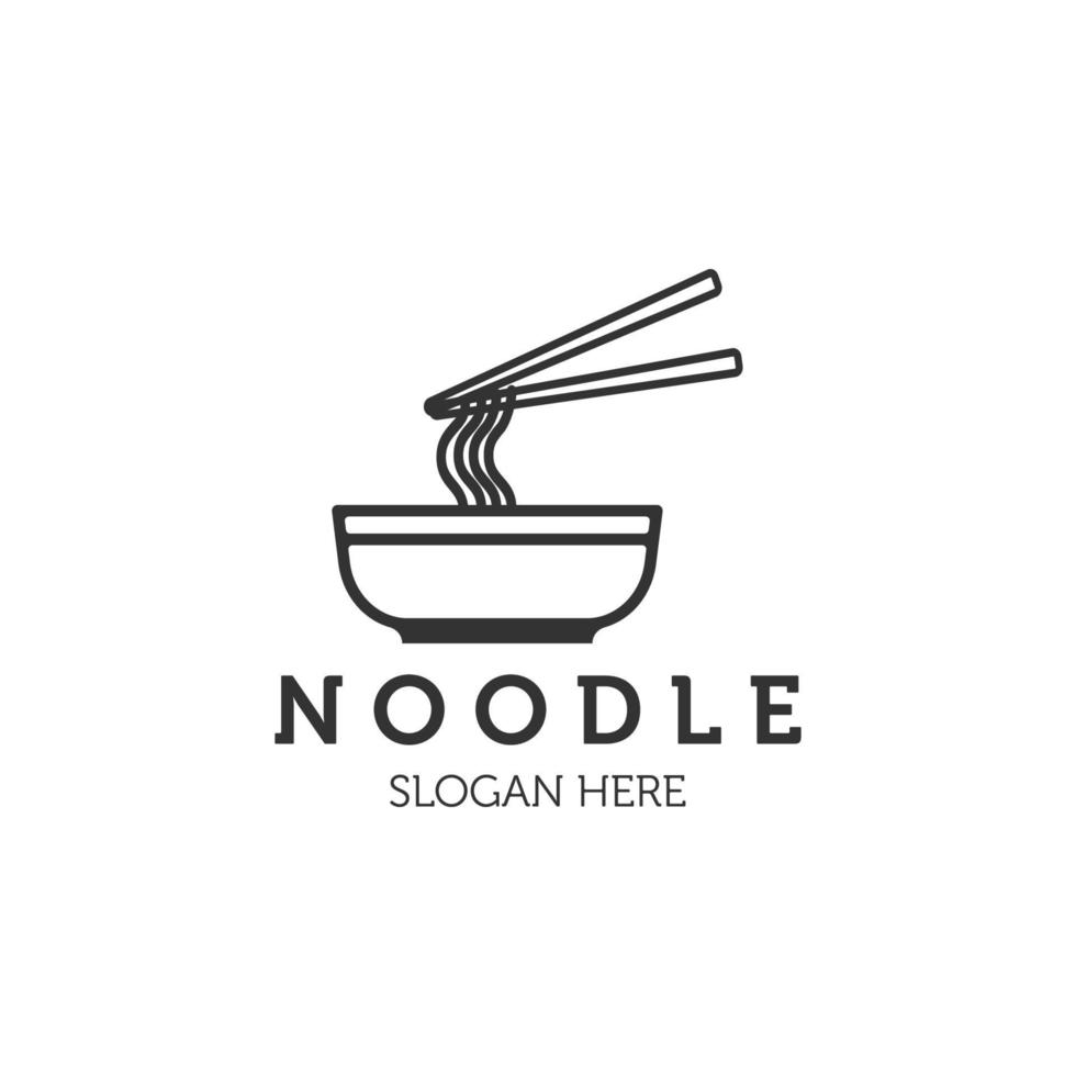 macarrão comida indonésia logotipo linha arte ilustração vetor modelo design