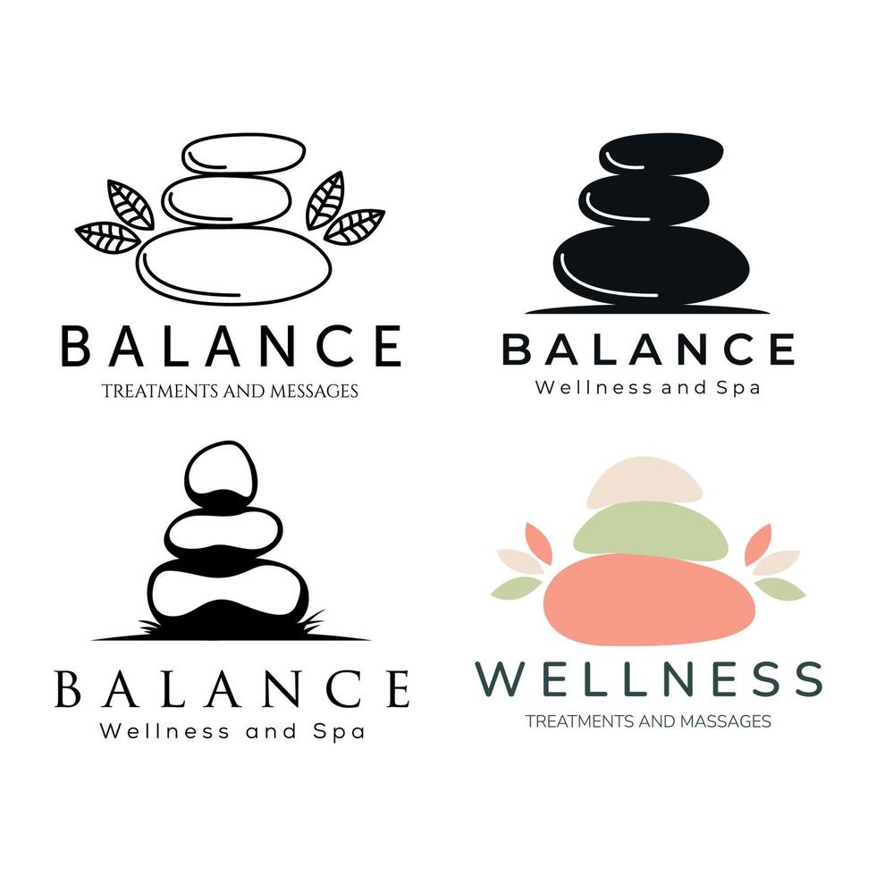 conjunto de equilíbrio de bem-estar de pedra coleção ícone logotipo vetor modelo ilustração design