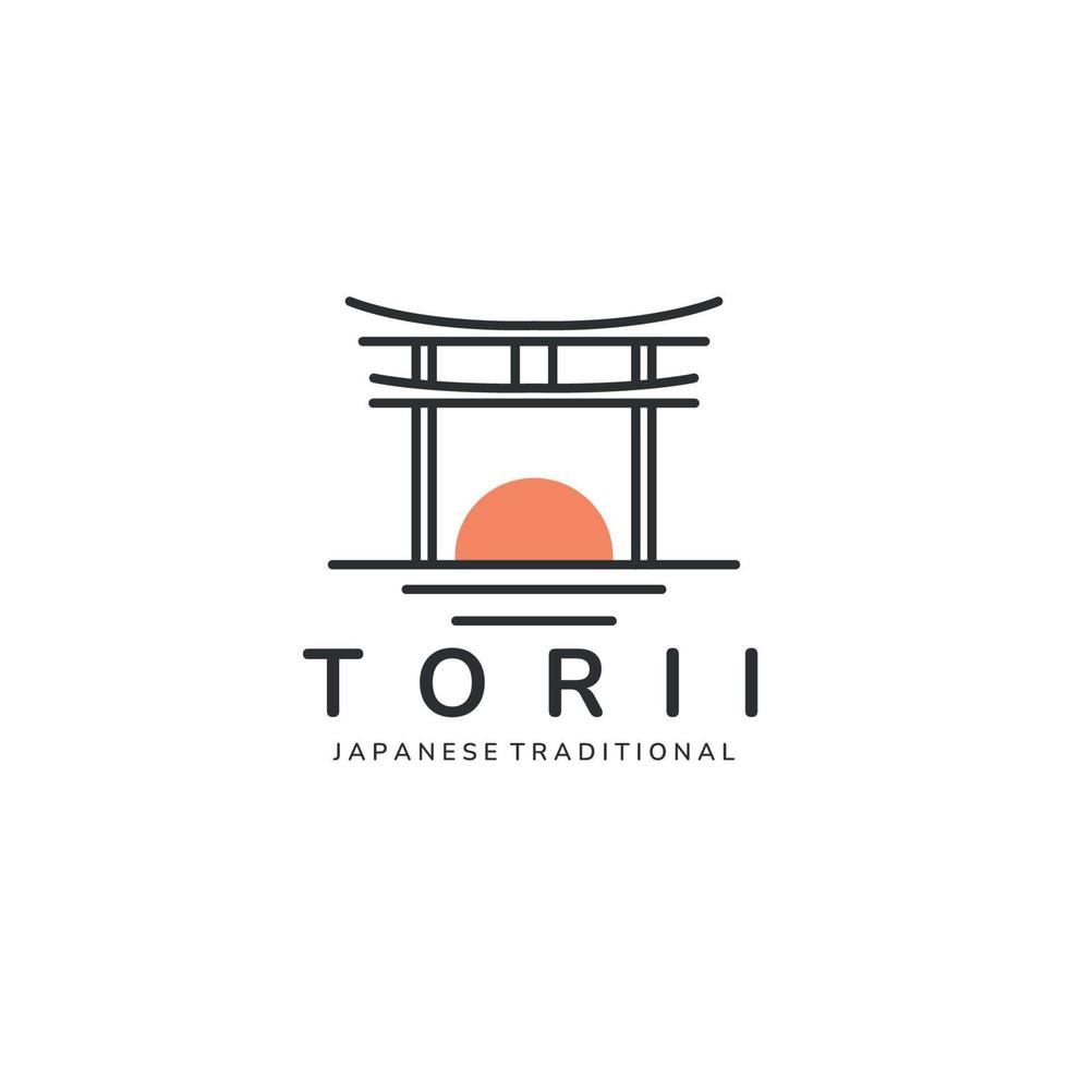 torii japão design de modelo de vetor de logotipo de arte de linha tradicional