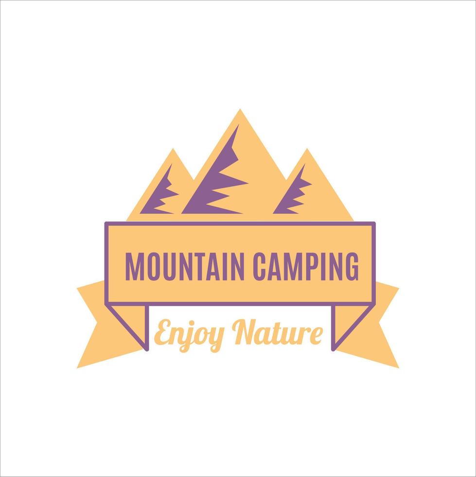 ilustração do logotipo de camping e aventura na natureza e montanhas vetor