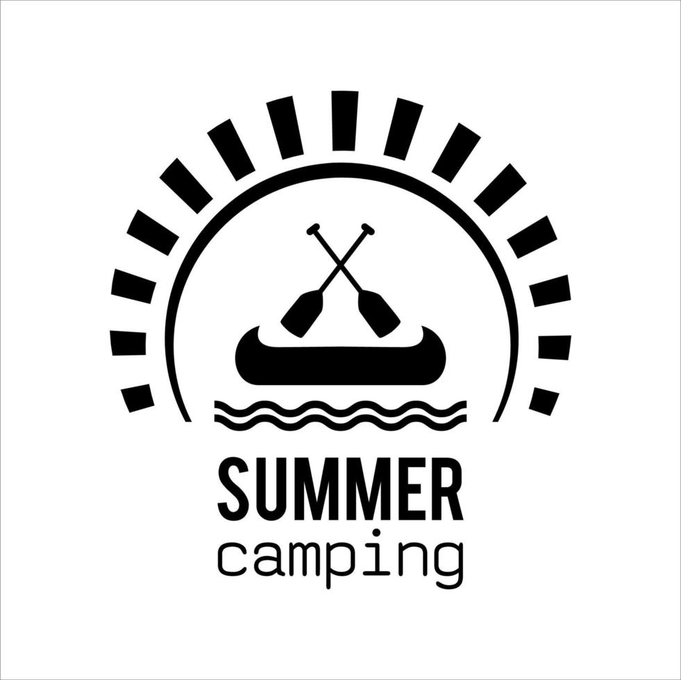 ilustração do logotipo de camping e aventura na natureza e montanhas vetor