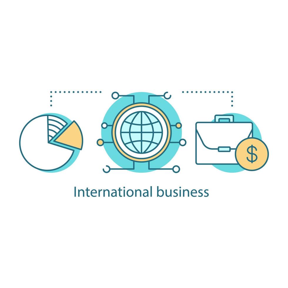 ícone do conceito de negócios internacionais. ilustração de linha fina de ideia de internacionalização. comércio global. desenho de contorno isolado de vetor