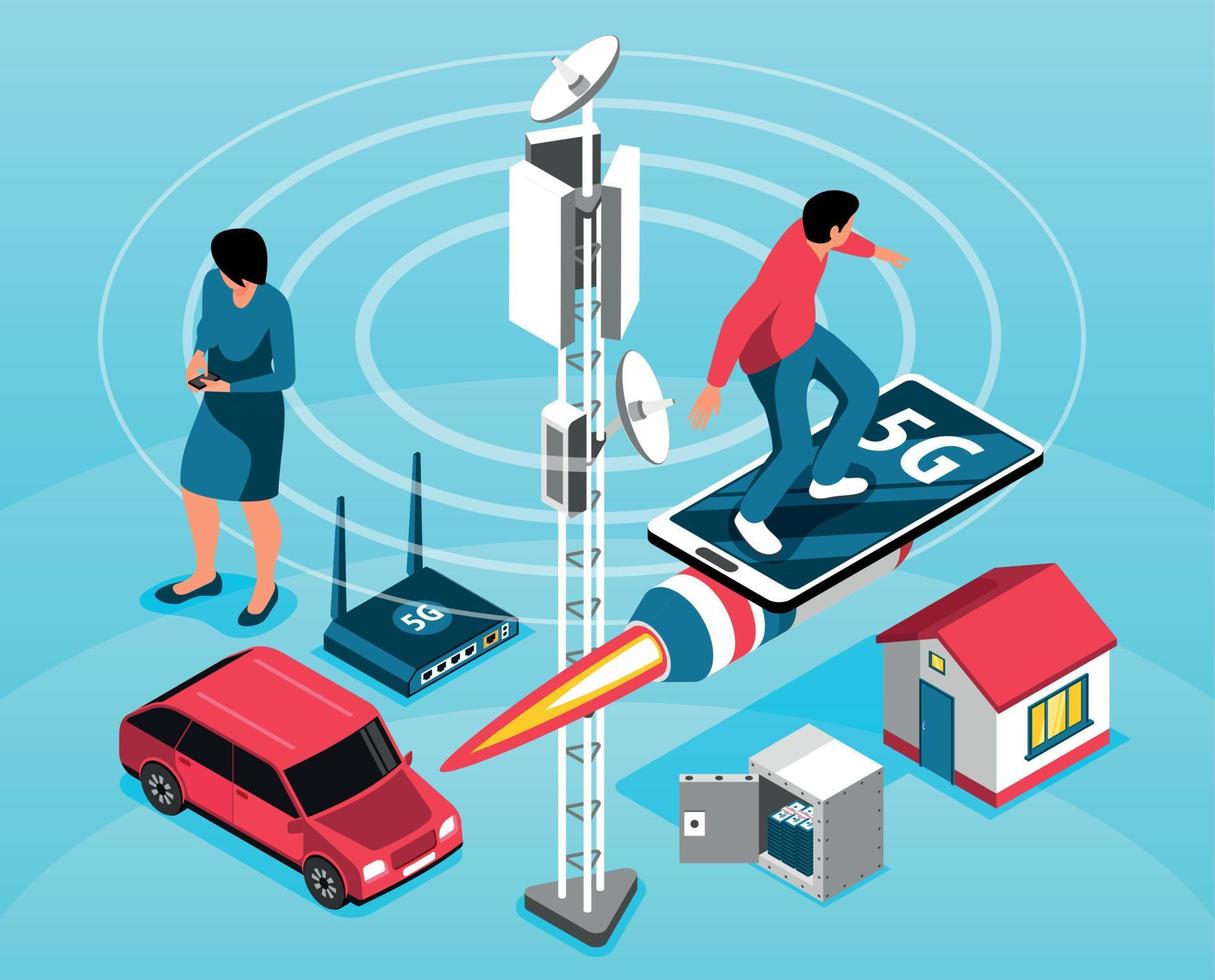 ilustração horizontal de internet 5g vetor