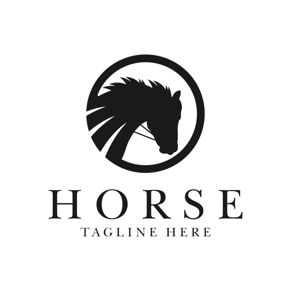 design de logotipo de ilustração de círculo de cabeça de cavalo vetor