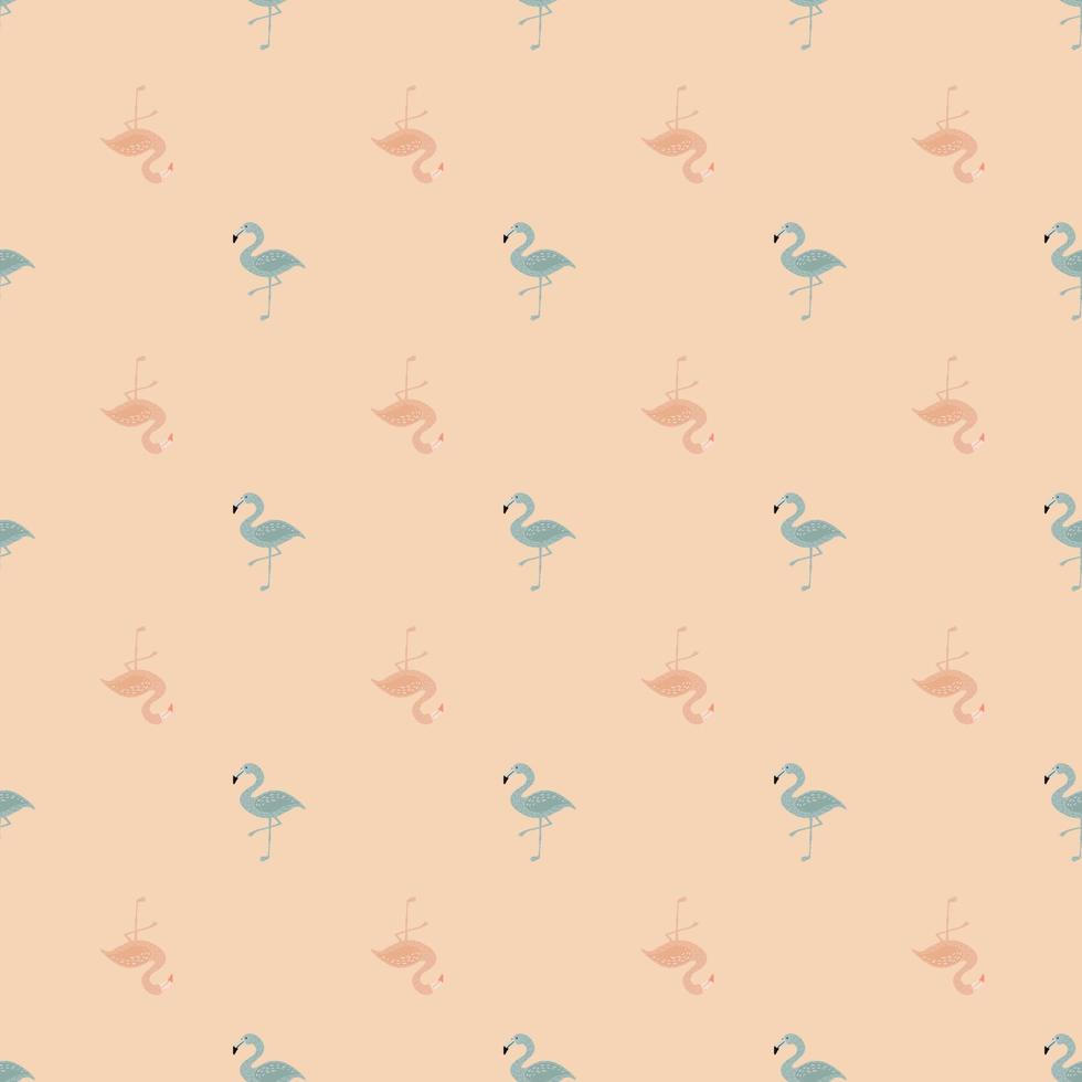 padrão animal sem costura abstrato dos desenhos animados com pequeno ornamento de flamingo. fundo rosa claro. vetor