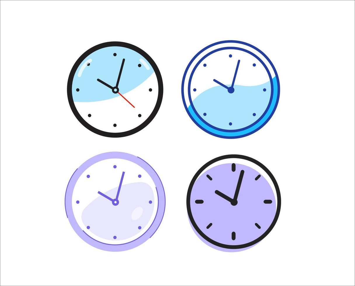variações de relógio, variação de estilo e hora. contorno plano de vetor moderno