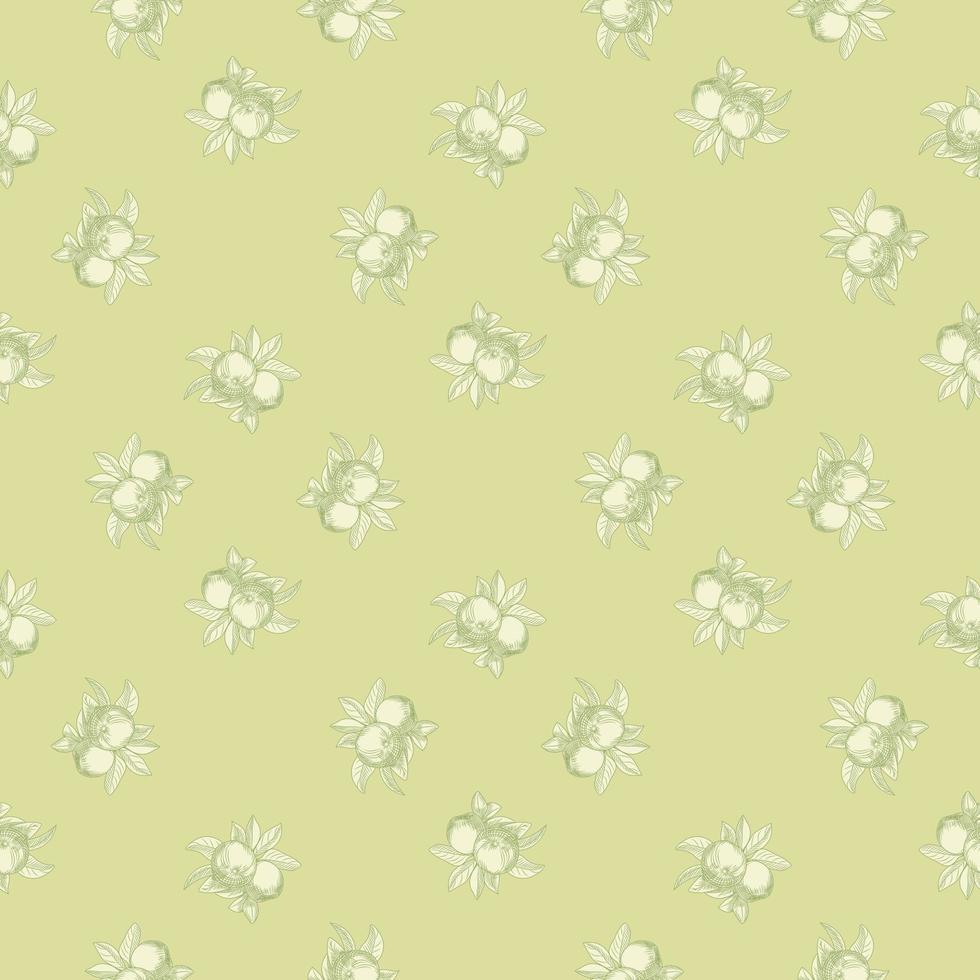 padrão sem emenda de maçãs sobre fundo verde. papel de parede botânico vintage. vetor