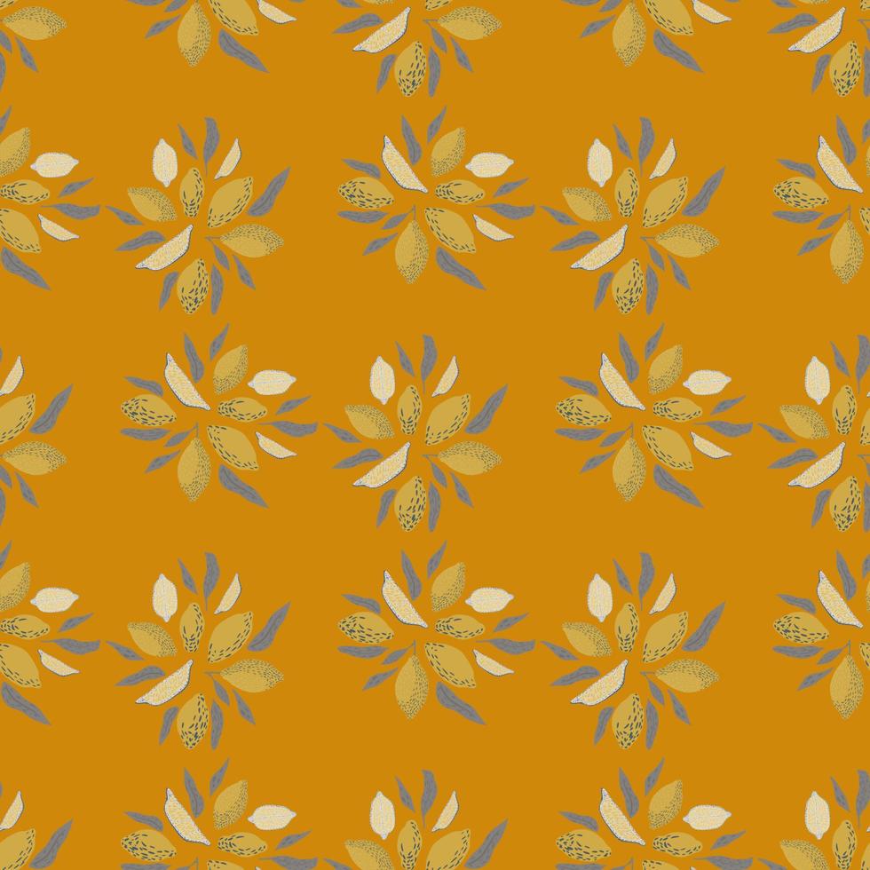 padrão sem emenda cítrico orgânico com formas simples de limões e folhas. fundo laranja. vetor