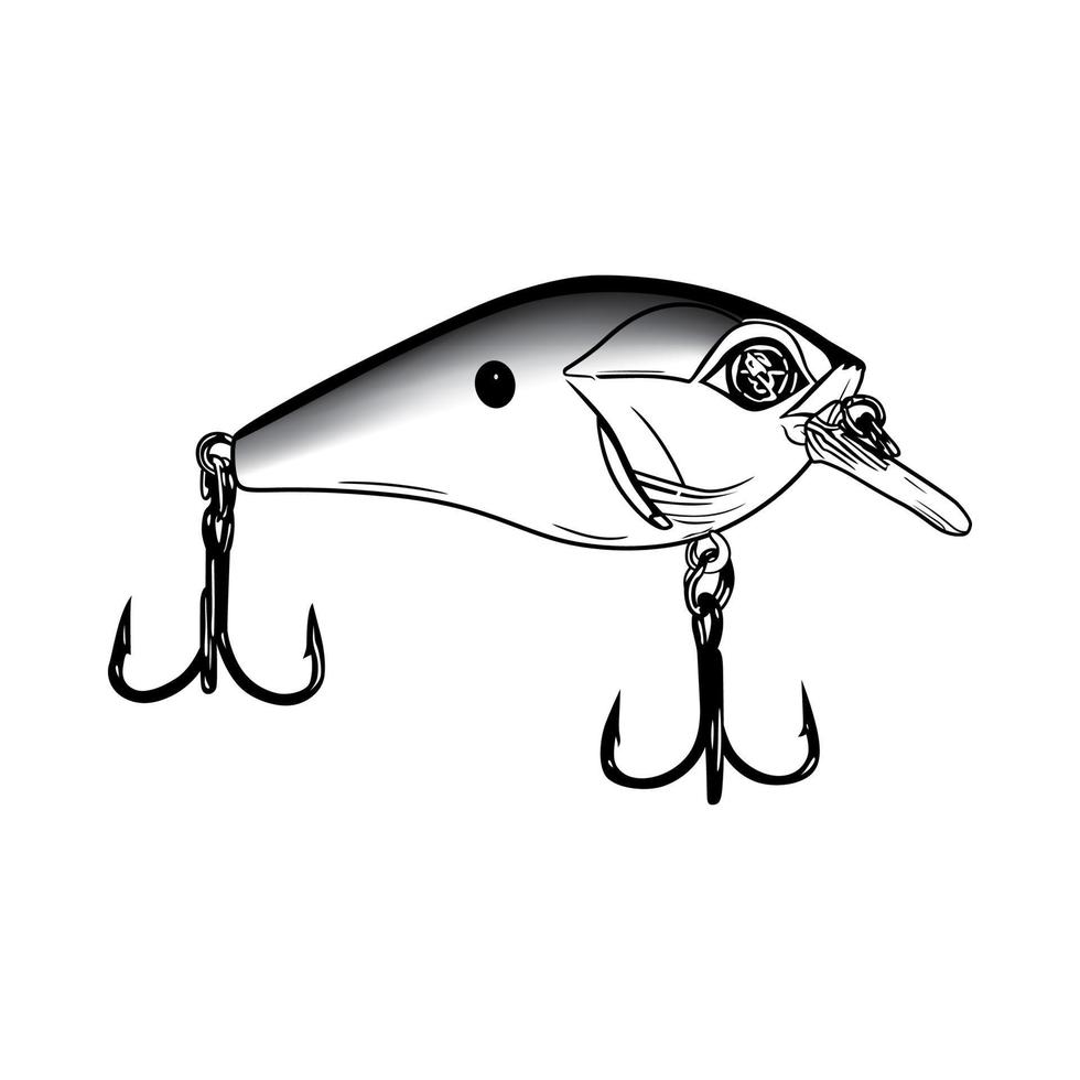 ilustração em vetor preto e branco simples de isca de peixe