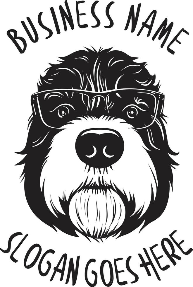 cara de cachorro fofo com óculos vector logotipo simples monograma