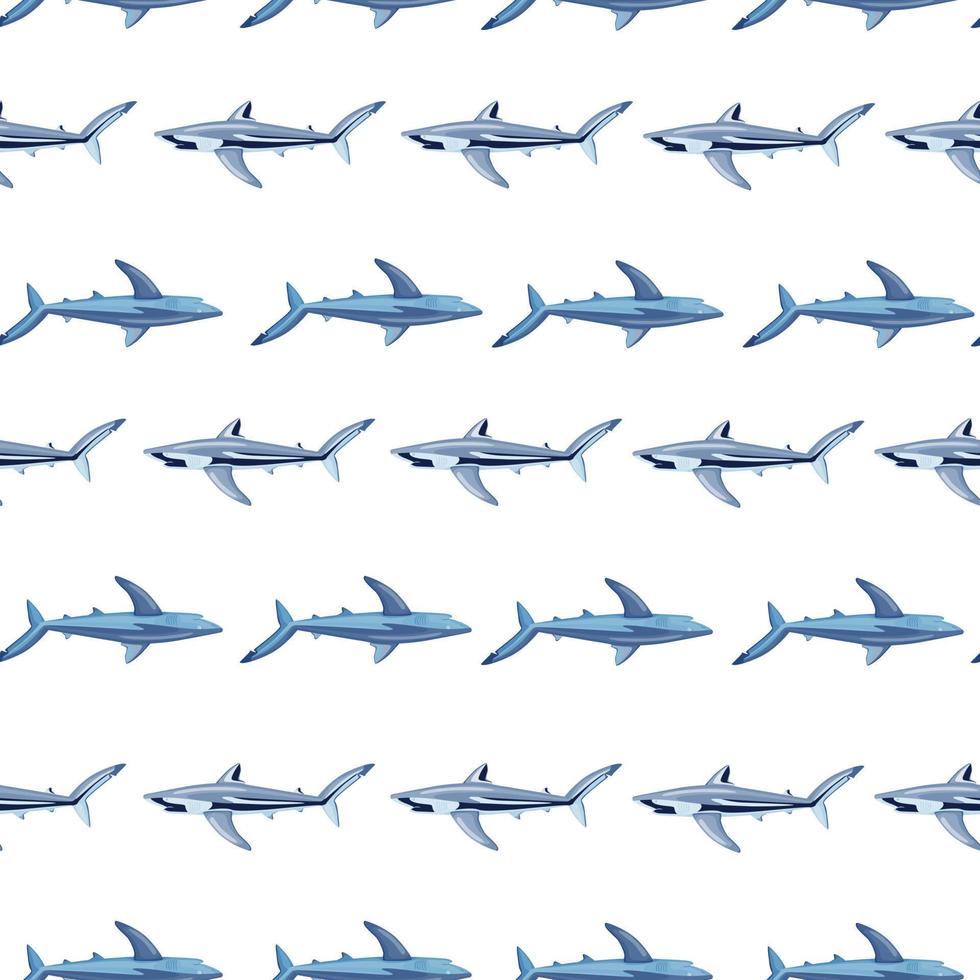 tubarão azul sem costura padrão isolado no fundo branco. cor cinza e azul texturizada de peixes marinhos para qualquer finalidade. vetor