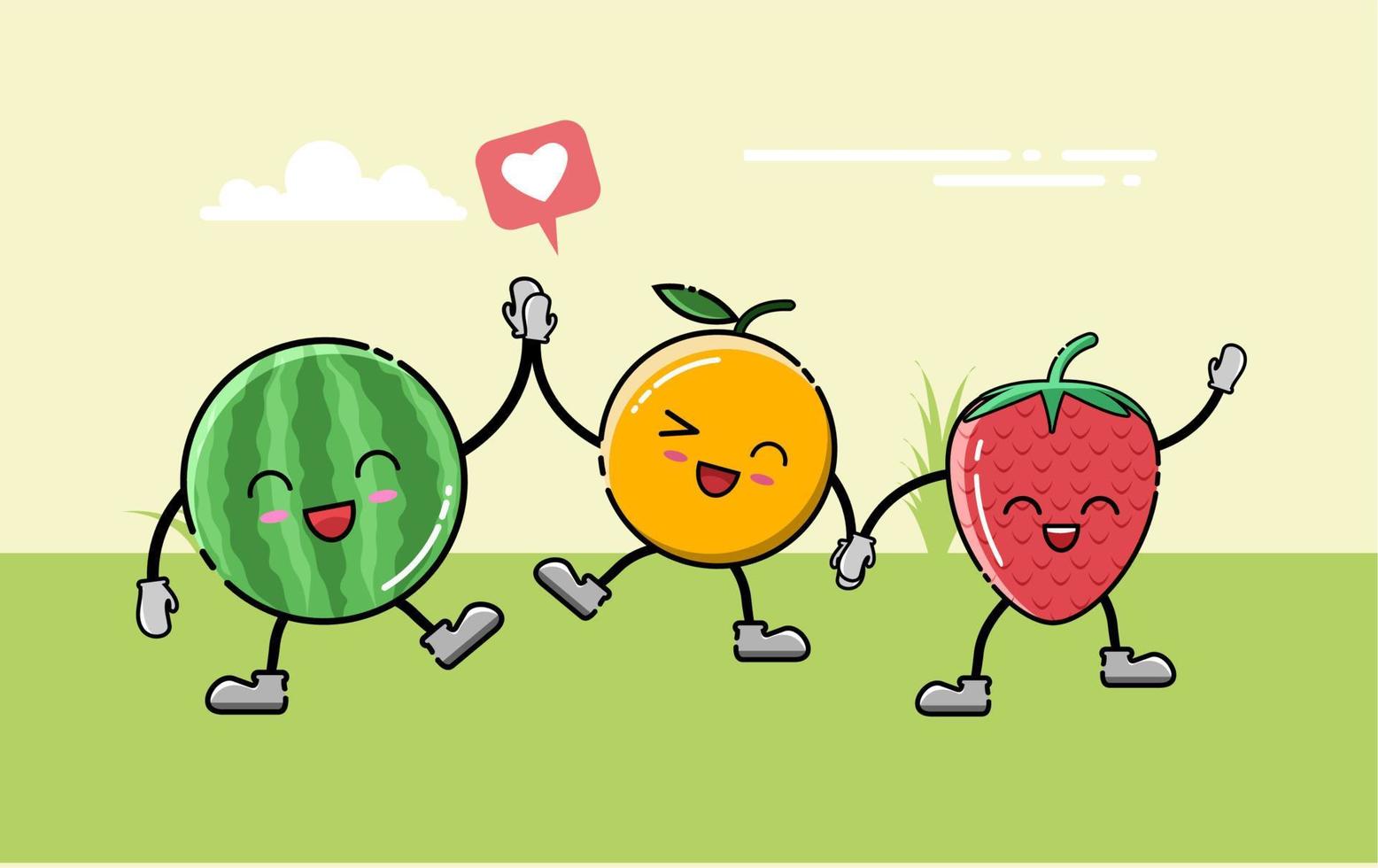 ilustração de frutas fofas vetor