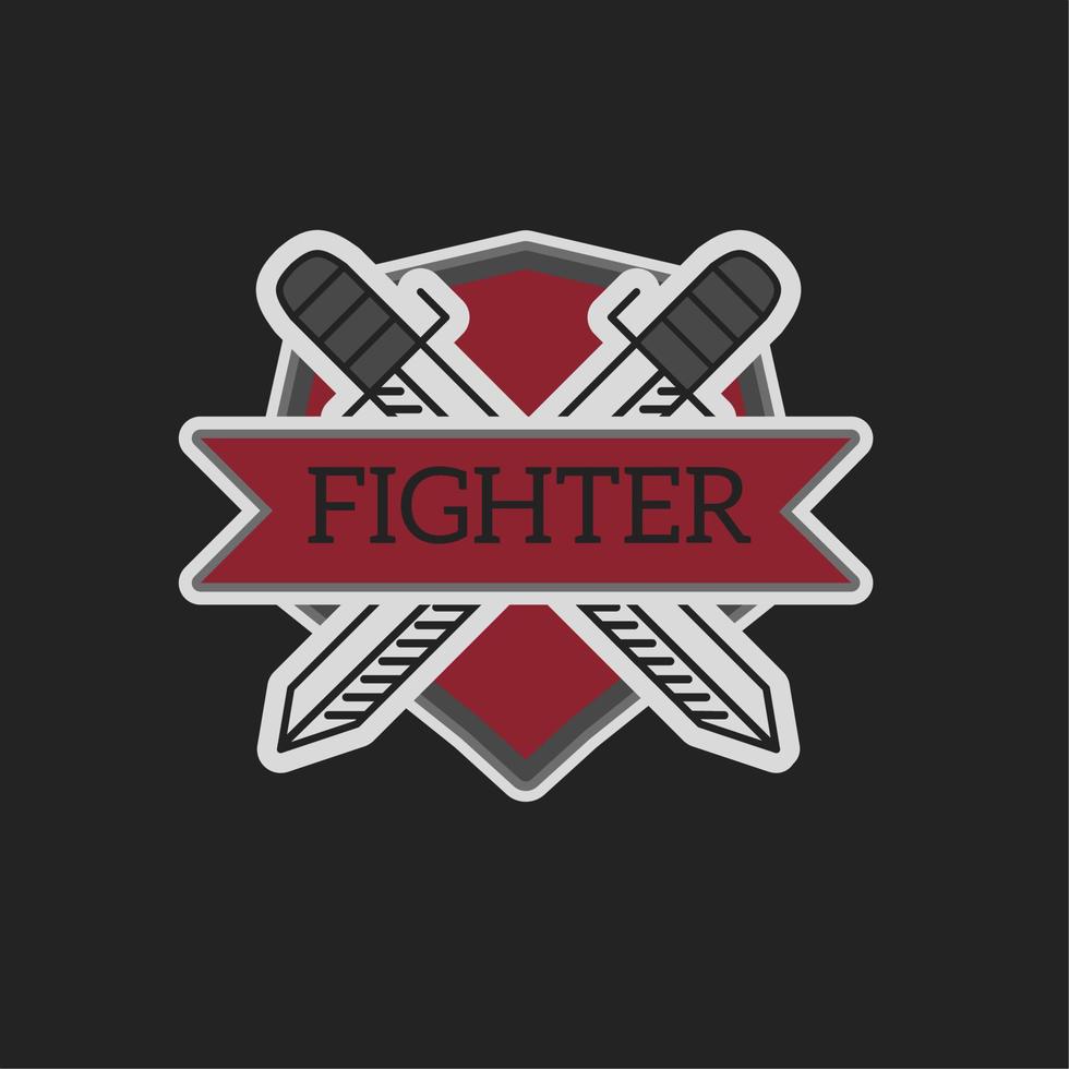 design de ilustração vetorial de logotipo de emblema de esportes de lutador vetor
