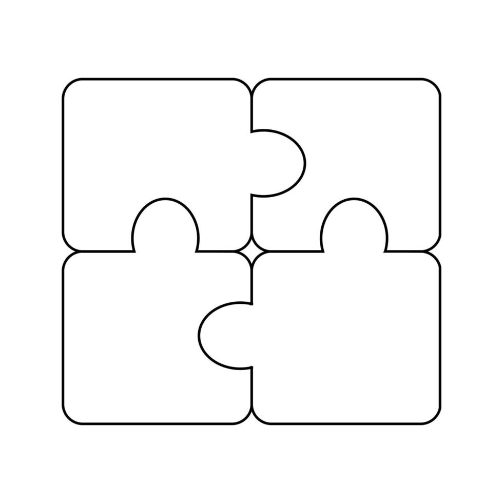 ícone de quebra-cabeça de contorno. ilustração de design de quebra-cabeça de 4 peças vetor