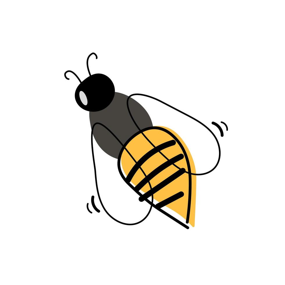 abelha isolada no fundo branco. ilustração vetorial em estilo doodle vetor