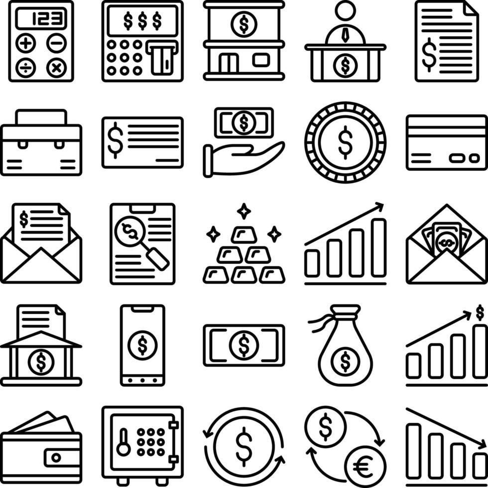 ícones de moeda em estilo de linha para qualquer finalidade perfeita para apresentação de aplicativo móvel do site vetor