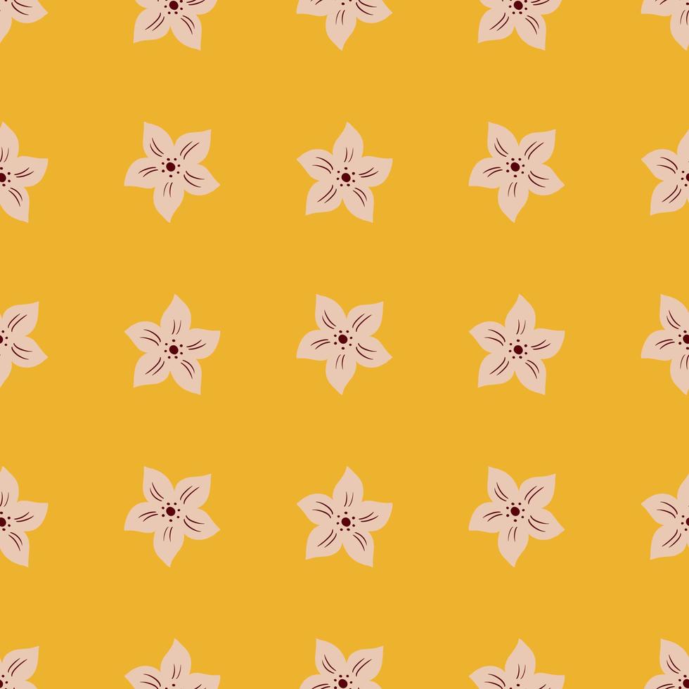 padrão de natureza sem costura estilo abstrato com impressão de silhuetas de flores tropicais. fundo amarelo brilhante. vetor