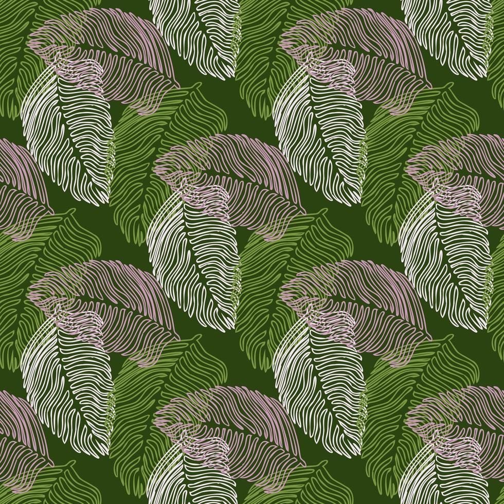 sem costura padrão moderno em folha de palmeira com estampa tropical desenhada à mão. fundo de natureza moderna. ilustração vetorial para têxteis sazonais. vetor