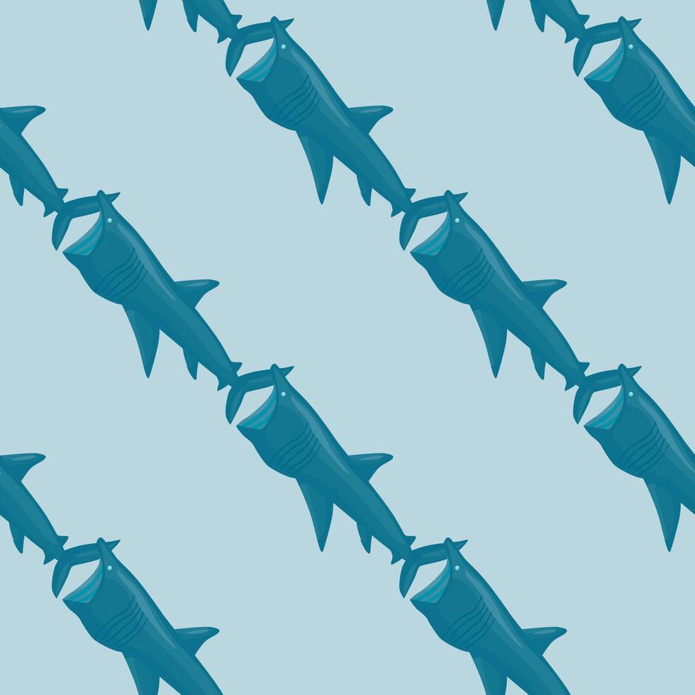 padrão sem emenda de tubarão-frade em estilo escandinavo. fundo de animais marinhos. ilustração vetorial para têxteis engraçados de crianças. vetor