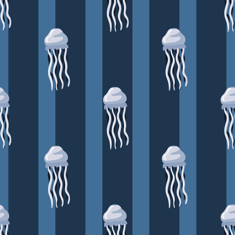 água-viva padrão sem emenda em fundo azul escuro. ornamento moderno com animais marinhos vetor