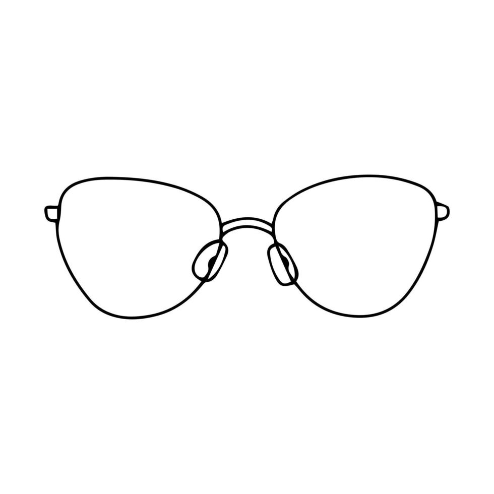 óculos isolados no fundo branco. elemento óptico para correção de visão no estilo doodle. vetor