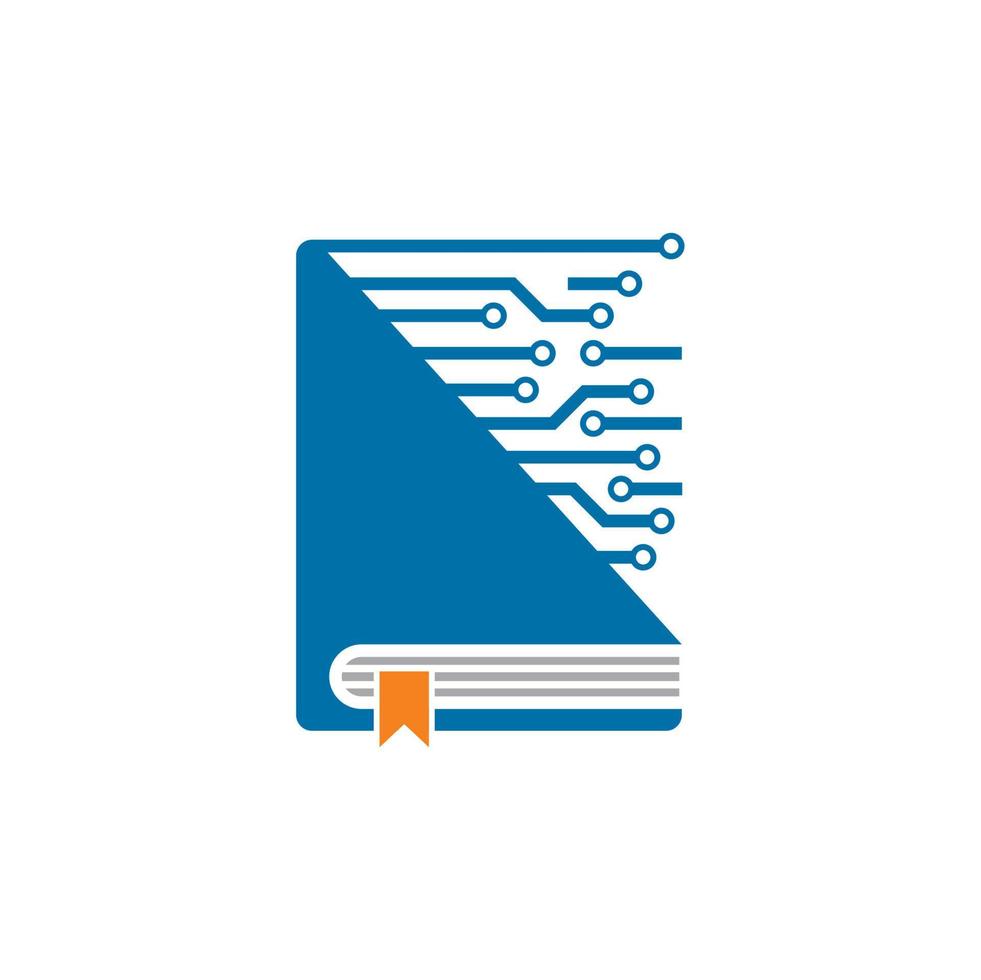 logotipo de livro digital, logotipo de tecnologia de biblioteca vetor