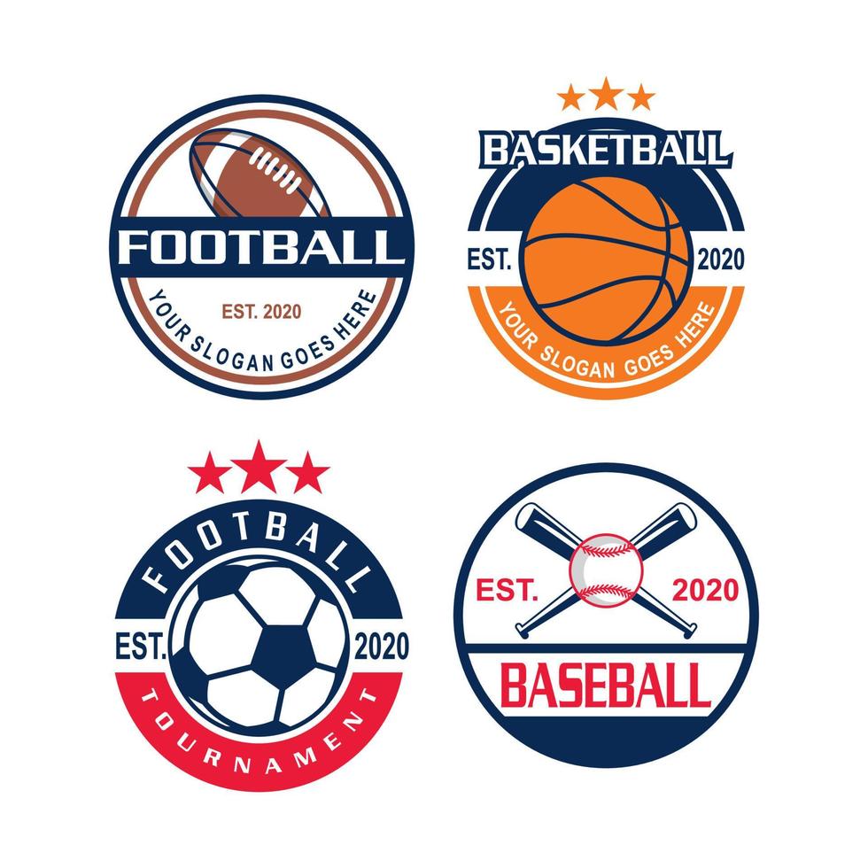 um conjunto de vetores de torneios, um conjunto de logotipos esportivos