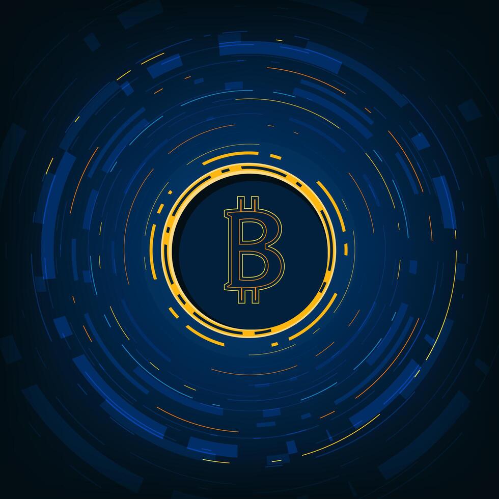 Fundo abstrato do vetor da moeda digital Bitcoin para Tecnologia, Negócios e Marketing Online