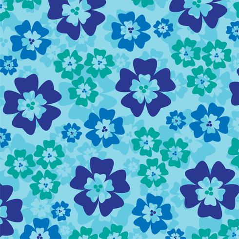 Teste padrão floral tropical azul vetor