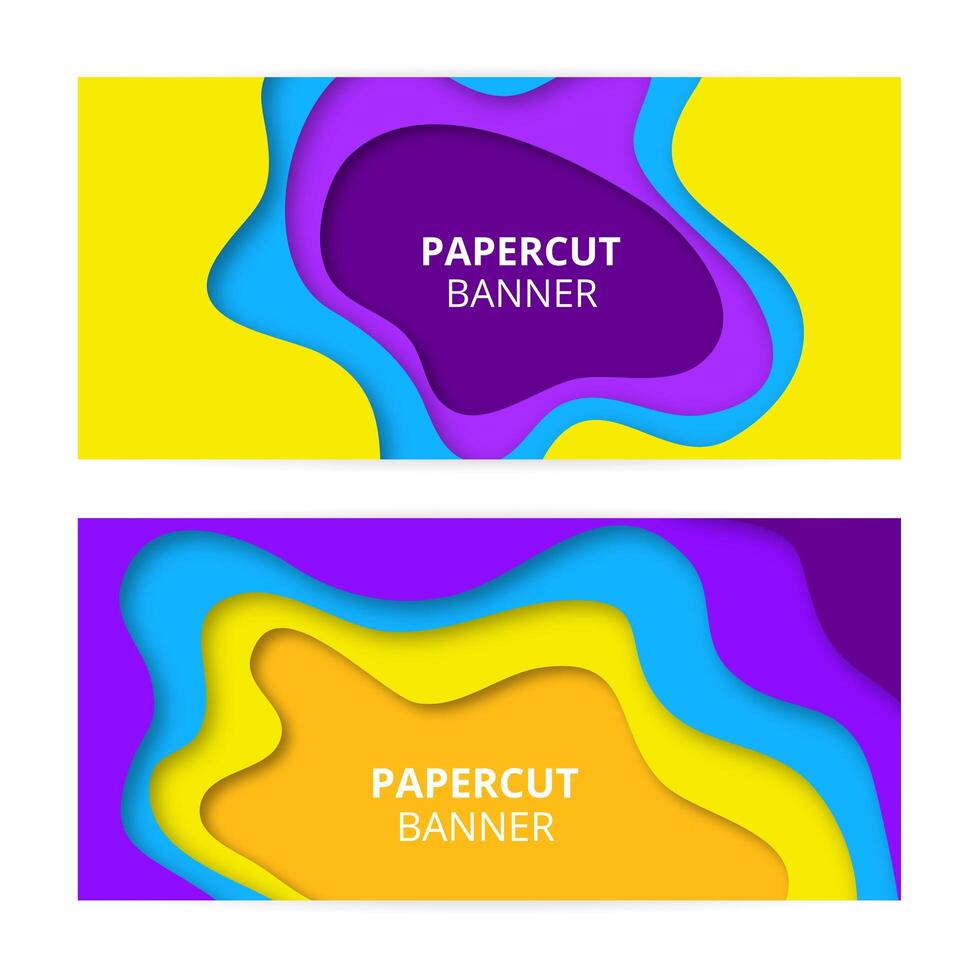 Banners de corte de papel colorido vetor