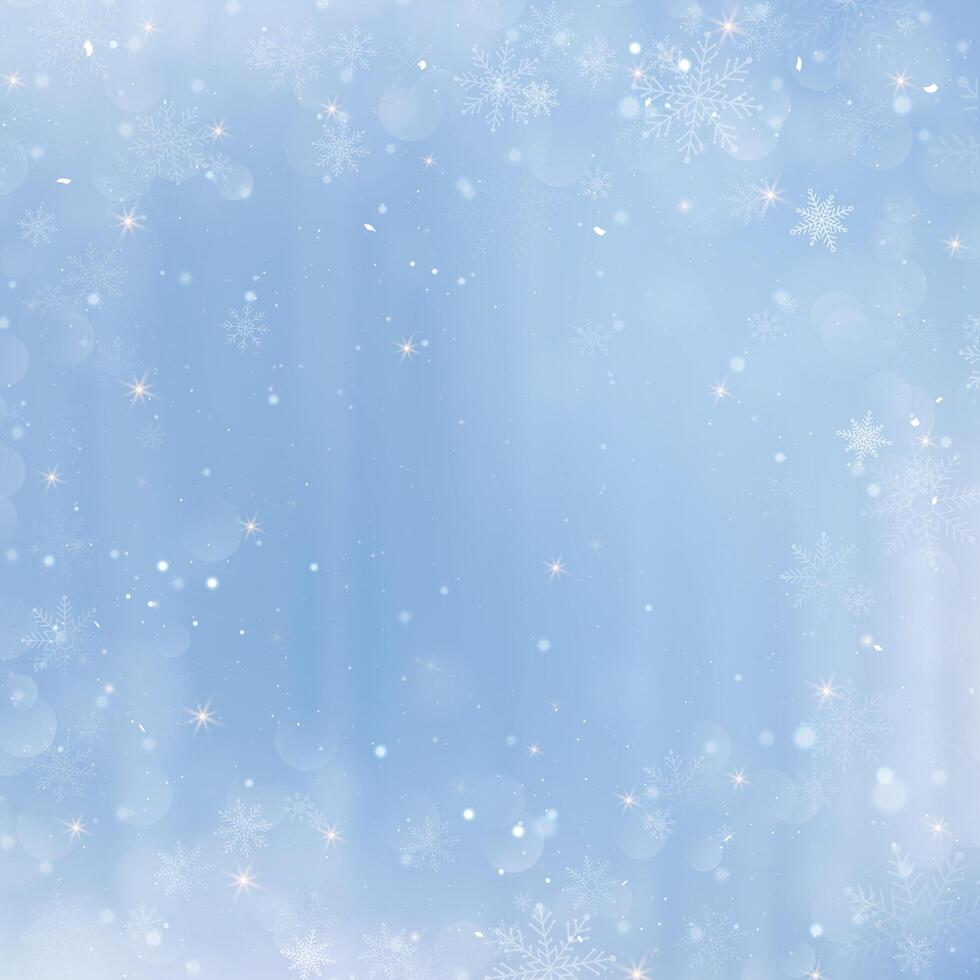 Fundo abstrato de Natal com flocos de neve. Fundo azul elegante inverno vetor