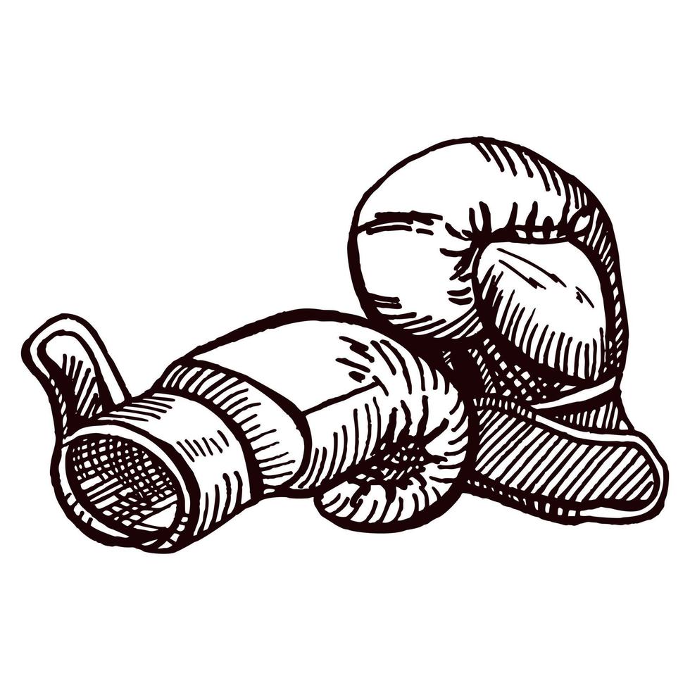 esboço de luvas de boxe isolado. equipamento esportivo para boxe em estilo desenhado à mão. vetor
